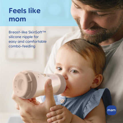 MAM 9oz Easy Start Anti-Colic Baby Bottles, Medium Flow with 2 Bonus Nipples Set (Fast & Extra Fast Flow), Reduces Colic, Gas, & Reflux, Easy-to-Clean, BPA-Free, 2+ Months, Made in Europe Pack of 6