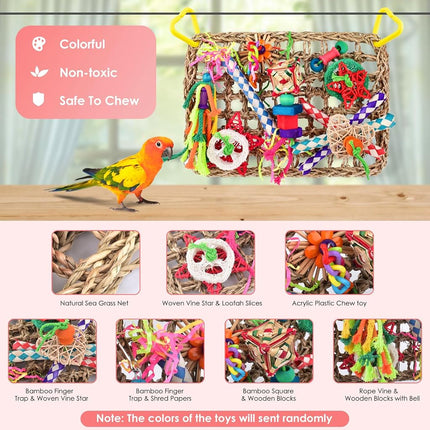 KATUMO Bird Toys, Large Bird Foraging Wall Toy, Woven Climbing Hammock Mat