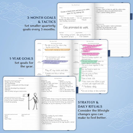 Legend Planner - Undated Weekly & Monthly Life Planner to Hit Your Goals & Live Happier. Organizer Notebook, Productivity Journal for Women & Men. A5 Hardcover, Lasts 1 Year, Stickers A5 (5.8'' x 8.3'') Mystic Blue (Undated)