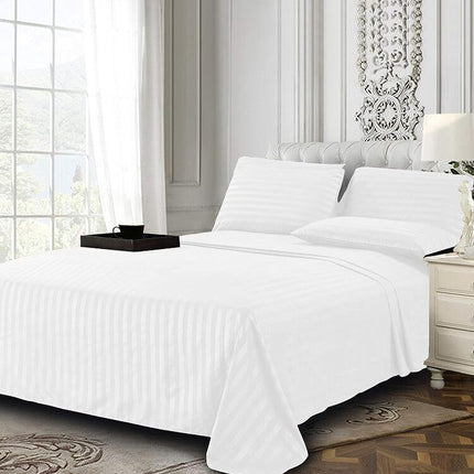 Elegant Comfort Luxury Soft Bed Sheets Dobby Stripe 1500 Thread Count Percale Egyptian Quality Softness Wrinkle and Fade Resistant (6-Piece) Bedding Set, California King, White