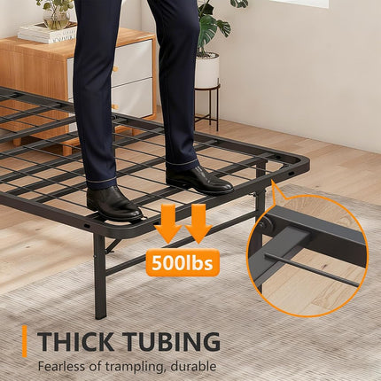 BestMassage Folding Bed Frame,14 Inch Metal Foldable Bed Frame with Underbed Storage,Sturdy Steel Frame,Easy Assembly Noise-Free, No Box Spring Needed,Twin
