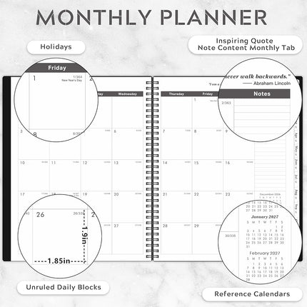 2026-2030 Monthly Planner/Calendar - 5 Year Monthly Planner, Jan. 2026 - Dec. 2030, 9" x 11", 5 Year Calendar Double-Side Pocket + Durable Polypropylene Cover