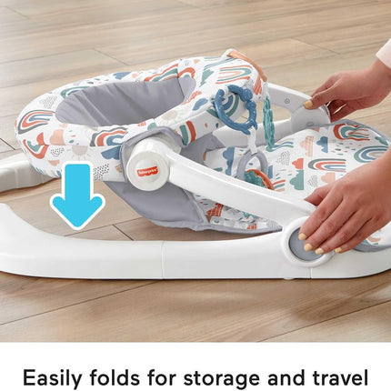 Fisher-Price Portable Baby Chair Sit-Me-Up Floor Seat with 2 Developmental Toys, Rainbow Showers