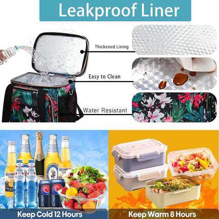 GLENKEY Expandable Lunch Box Women Insulated Soft Leakproof Cooler Bag