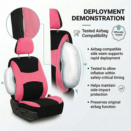 FH Group Automotive Seat Covers Pink Universal Fit Bucket and Bench Cover fits most Cars, SUVs, and Trucks (Full Set Airbag Compatible with Split Bench) FB030PINK115