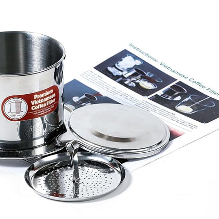 2 Pack Vietnamese Coffee Filter Brewer. Great for Travel and Camping, 11oz Large, Gravity Insert