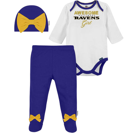 NFL Baby Girls' 3Pc Bodysuit, Footed Pant, & Cap S