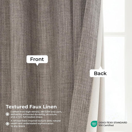HPD Half Price Drapes Extra Wide Linen Room Darkening Curtain (1 Panel) 100 X 120, BOCH-LN18511-120-DW, Mink