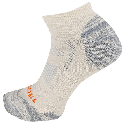 Merrell Men's and Women's Zoned Cushioned Wool Hiking Ankle Socks-1 Pair Pack-Breathable Arch Support, Whisper White, Medium-Large
