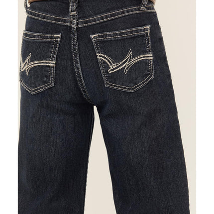 Jean Wrangler Rétro Coupe Évasée Extensible pour Petites Filles, Bleu Foncé, 6 ANS