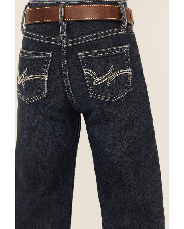 Wrangler Girls' Stretch Boot Cut Jean, Dark Blue, 12 Slim