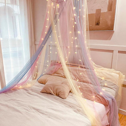 Mosquito Net Bed Canopy for Girls,Rainbow Canopy Bed Curtains Full Queen Size from Ceiling,Dome Mosquito Netting Bed Tent Twin Girls Princess Canopy King Bed Decor