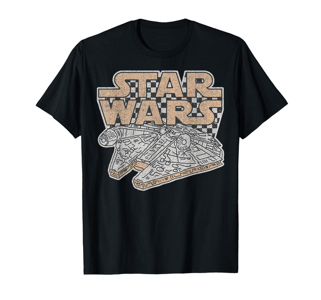 Star Wars Millennium Falcon Retro Checkered Sketch