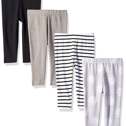 Hanes Baby-Girls Baby Leggings, Ultimate Flexy Knit Pants Boys & Girls, 3 unidades, Rayas Gris/Negro, 0-6 Meses