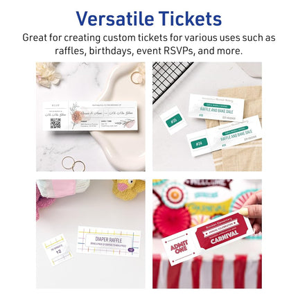 Avery Printable Rectangle Tickets, 1-3/4" x 5-1/2", Glossy White Cardstock, Laser/Inkjet Printable, 500 Total