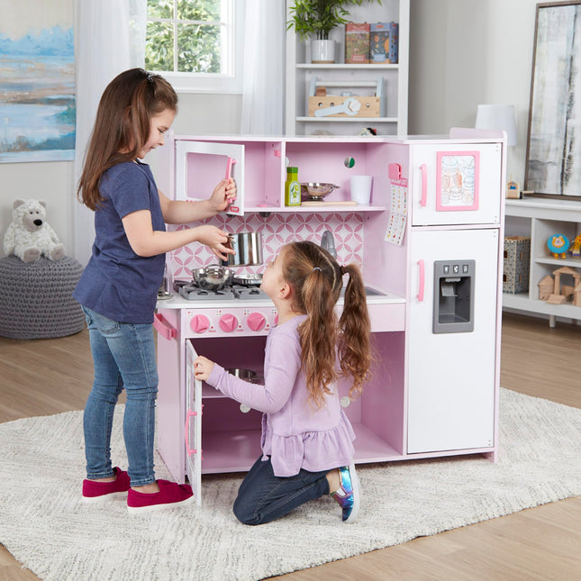 Cuisine de jeu en bois Melissa & Doug pour enfant avec distributeur de glaçons – Rose/Blanc Cupcake