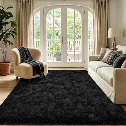 Noahas Fluffy Bedroom Rug Carpet,6x9 Feet,Shaggy Fuzzy Rugs for Bedroom,Soft Rug for Kids Room,Plush Nursery Rug for Baby,Thick Black Area Rugs for Living Room,Cute Room Decor for Boys