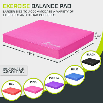 ProsourceFit Exercise Balance Pad – Large Cushioned Non-Slip Foam Mat & Knee Pad for Fitness, Stability Training, Physical Therapy, Yoga 15"x19", Red