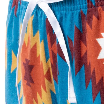 Wrangler Women's Jersey Top and Flannel Pant Sleep Pajama Set, Sea Blue/Southwestern Geo, 2X