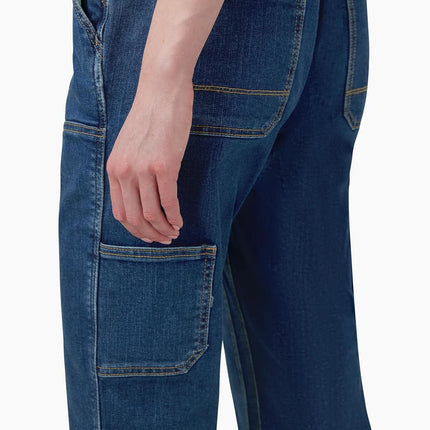 Dickies Women's Double Front Bib Overalls, Dark Stonewashed Denim, XL