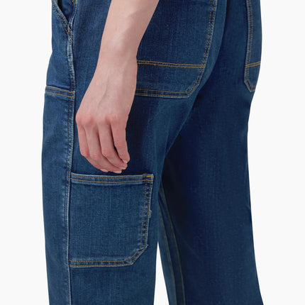 Dickies Women's Double Front Bib Overalls, Dark Stonewashed Denim, S
