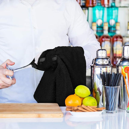 Utopia Towels - 12 Pack Kitchen Bar Mops Towels - 16 x 19 Inches - Bar Towels and Cleaning Towels (Black)
