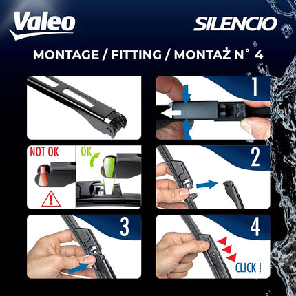 VALEO Silencio Wiper - VF350 - Kit of High Performance, Superior Road Visibility, Easy Installation Original Flat Blades 550mm/580mm - Front - Set of 2 Wiper Blades - 574305