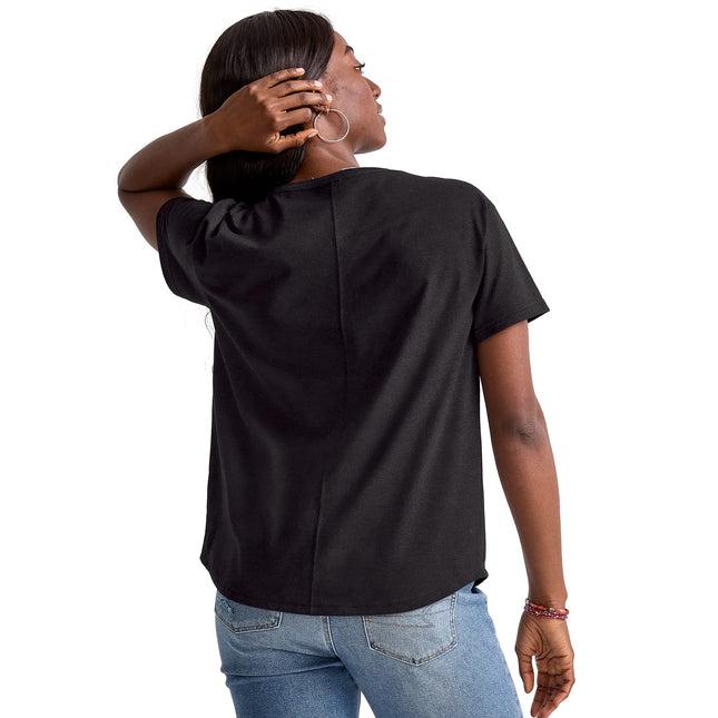 Hanes Originals Oversized T-Shirt, Cotton Crewneck Tee for Women, Curved Hem, Black, XS