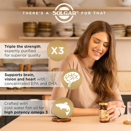 Solgar Omega-3 Triple Strength 950 mg Softgels - Pack of 100 - High Potency Fish Oil Supplement - Supports Heart, Brain and Eye Health