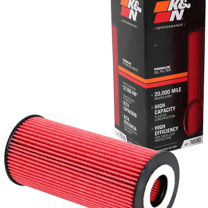 K&N Oil Filter - High Performance-Series compatible with Porsche Cayman/Boxster (HP-7036), Red
