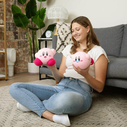 TOMY Nuiguru Knit Kirby Plush - Hovering Kirby Plushie - Knit Plushies - Collectible Stuffed Animals - Soft Cute Plushies and Kids Valentine's Day Gifts - 6 Inch