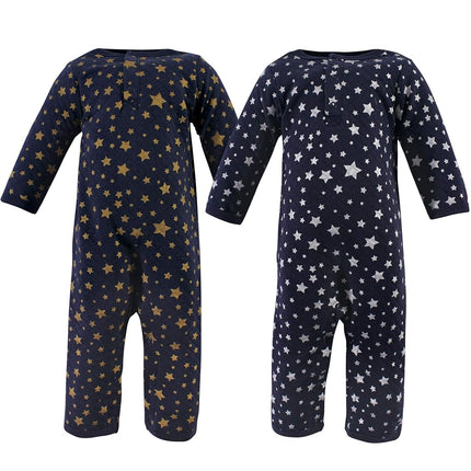 Hudson Baby Unisex Baby Premium Quilted Coveralls, Metallic Stars, 3-6 Months