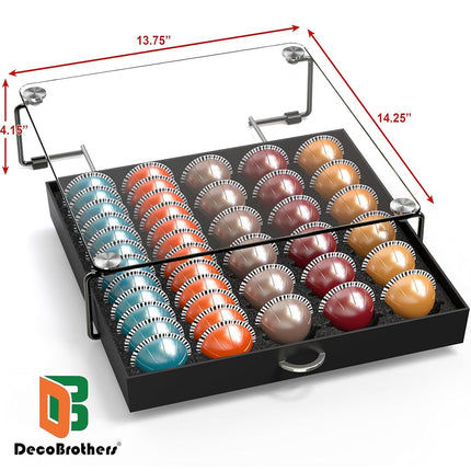 Deco Brothers Tempered Glass Vertuo Pod Holder, Fits 30 Large/60 Small Pods