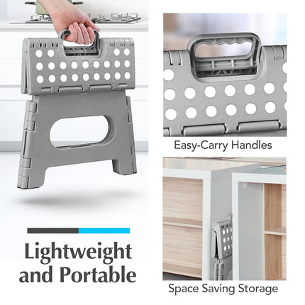 Folding Step Stool - Lightweight, Ultra-Sturdy, Portable & Multi-Functional – Ideal for Adults, Kids, and Seniors – Non-Slip Grip, Easy Storage, and High Weight Capacity. (Grey | 2-Pack)