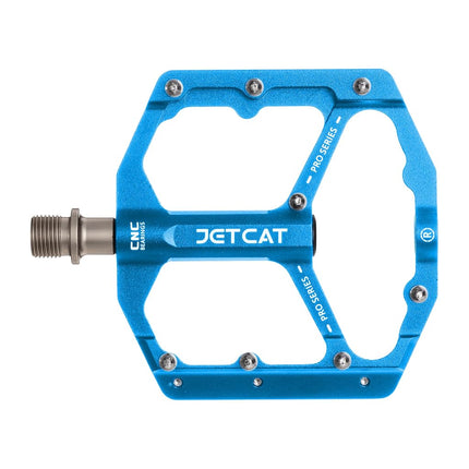 JETCAT Mountain Bike Pedals Flat - MTB Pedals Flat, Bicycle Pedals, Road Bike Pedals, BMX Pedals, for BMX MTN Road Gravel EBike, Specialized, Adults, Aluminum Metal Stamp 9/16" Light Blue