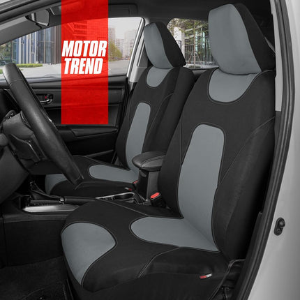 Motor Trend AquaShield Car Seat Covers for Front Seats, Gray – Two-Tone Waterproof Seat Covers for Cars, Neoprene Front Seat Cover Set, Interior Covers for Auto Truck Van SUV