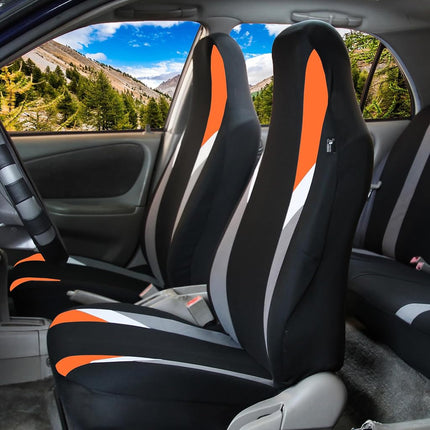 FH Group Car Seat Cover Cloth Front Set-Car Seat Covers for Bucket Seats-1-Piece SeatCover,Universal Fit,Automotive SeatCovers,Airbag Compatible, Car Seat Covers for SUV, Van Seat Cover Orange