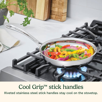 Cuisinart PCST22-81012, ensemble de 3 poêles en acier inoxydable triple épaisseur PureClad