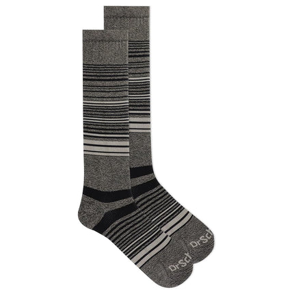 Dr. Scholl's Women's Graduated Compression Knee High Socks-Comfort and Fatigue Relief, Black/Gray Stripe (1 Pair), 4-10