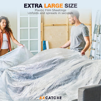 Axgatoxe 12 x 9 Ft Plastic Drop Cloths for Painting (10-Pack)