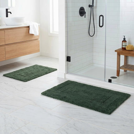 Bedford Home 100 Percent Cotton 2 Piece Reversible Rug Set - Green