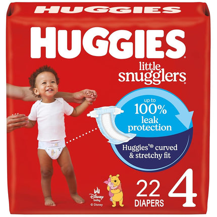 Huggies Little Snugglers Baby Diapers, Size 4 (22-37 lb.), 22 Ct, Jumbo Pack (Packaging May Vary)