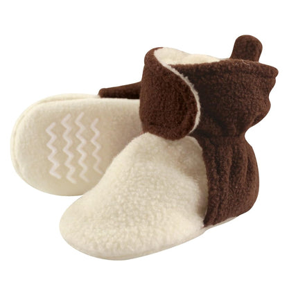 Hudson Baby Unisex-Child Cozy Fleece Booties Winter Accessory Set, Brown Cream, 18 Months Toddler