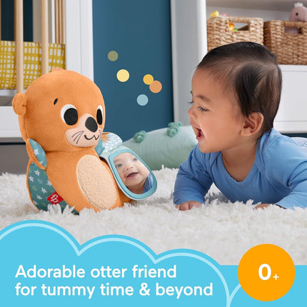 Fisher-Price Baby Toy 2-in-1 Rockin’ Tummy Time Otter Plush Sensory Activity with Soft Book for Newborn Play Ages 0+ Months, HXG96