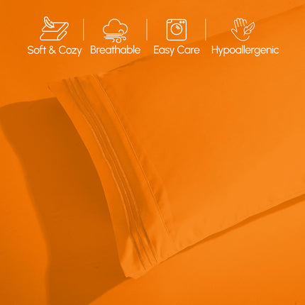Elegant Comfort Luxurious 1500 Premium Hotel Quality Microfiber 4-Piece Sheet Set, 18-24 Inches Deep - Extra Deep Pocket Sheets - Ultra Soft 4PC Deep Pocket Sheets, King, Orange