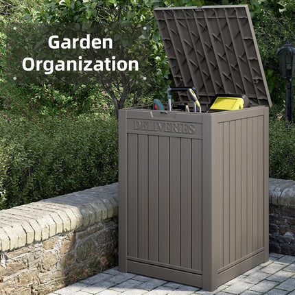 48 Gallon Package Delivery Box for Porch, Storage Box with Lockable Secure, Large Double-Wall Resin Outdoor Package Delivery and Waterproof Deck Box