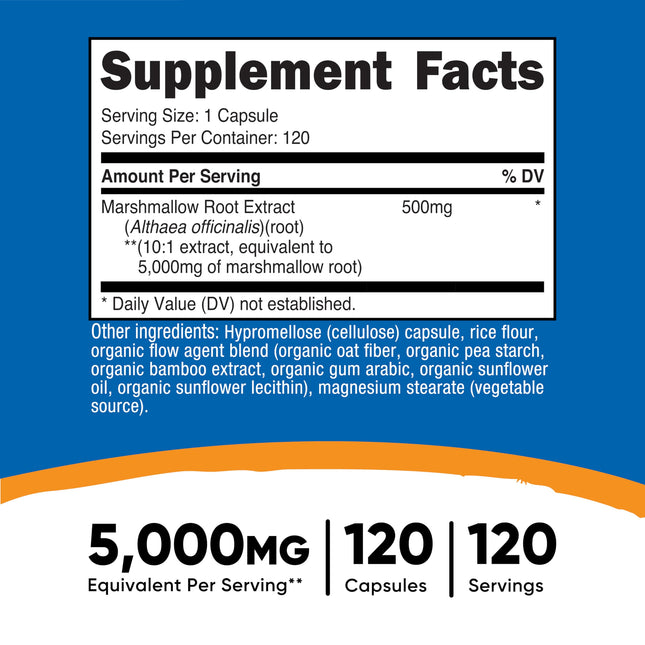 Nutricost Marshmallow Root 500mg, 120 Vegetarian Capsules - Gluten Free & Non-GMO