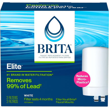 Brita On Tap Faucet Water Filter System Replacement Filters, White, 2 Count