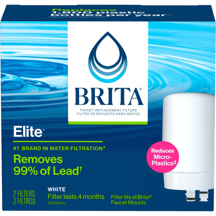 Brita On Tap Faucet Water Filter System Replacement Filters, White, 2 Count