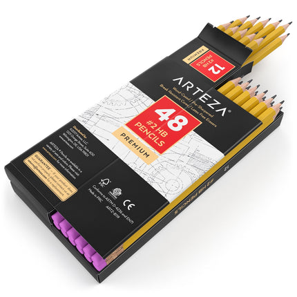 ARTEZA HB Pencils #2, Pack of 48 Wood-Cased Graphi